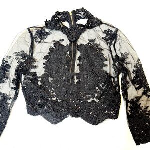 Windsor Black Lace Detail Top